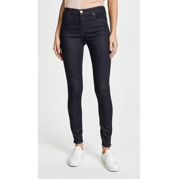 J Brand Denim - J Brand Maria High-Rise Jeans in Stretch Denim Starless Dark Blue Wash 27
